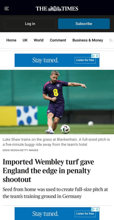 Original Fußball Stadion Rasensaat Rigby Taylor R140 The Times Bericht